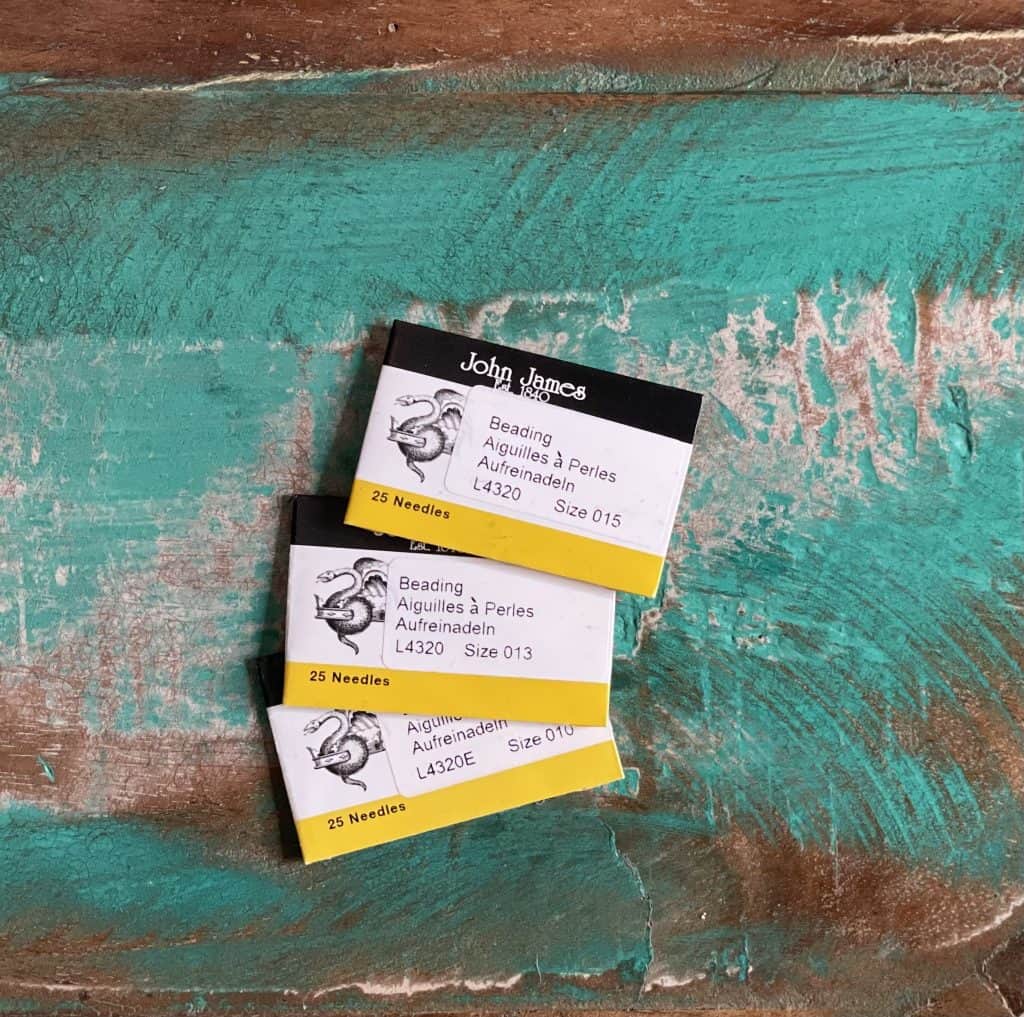 beading needles in packet